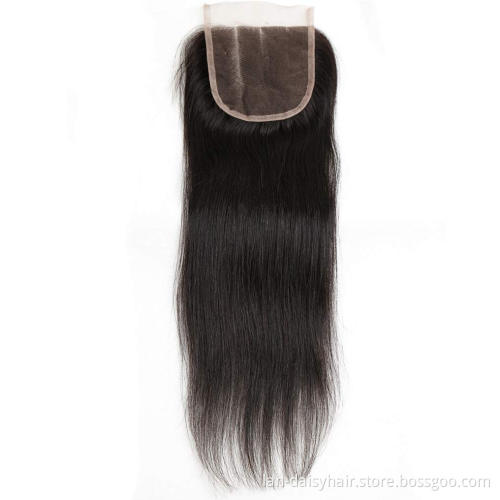 Lan-Daisy Hair 10A  Burma Straight Lace Closure  HD Closure 120% Density Swiss Lace 4X4 100% Human Hair Lace Closure